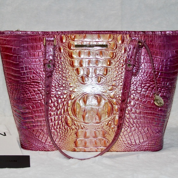 NWT Brahmin Medium Asher Tote Bag Leather Purse Grapefruit Ombre - Picture 5 of 7